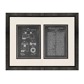 Binoculars Patent Art Chalkboard Print in a Beveled Black Wood Frame with a Double Mat (16" x 20") M12504