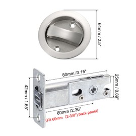 PATIKIL Round Recessed Door Lock with Color Coded Indicators, Pocket Door Lock 2 3/8" Backset Hardware for 1 3/8" to 2 3/16" Thickness Door for Privacy Pocket Door, Silver