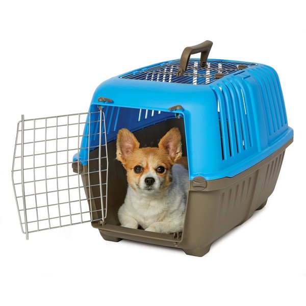 MidWest Homes for Pets Spree Travel Pet Carrier, Dog Carrier Features Easy Assembly and Not The Tedious Nut & Bolt Assembly of Competitors, Ideal for Small Dogs & Cats, Blue, 24-Inch, Top Door