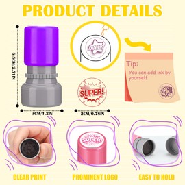 Yinder 24 Pcs Teacher Stamps for Classroom Self Inking Classroom Stamps for Teachers Elementary Colorful Motivational Encouraging Stamp Gifts Christmas(Hero)