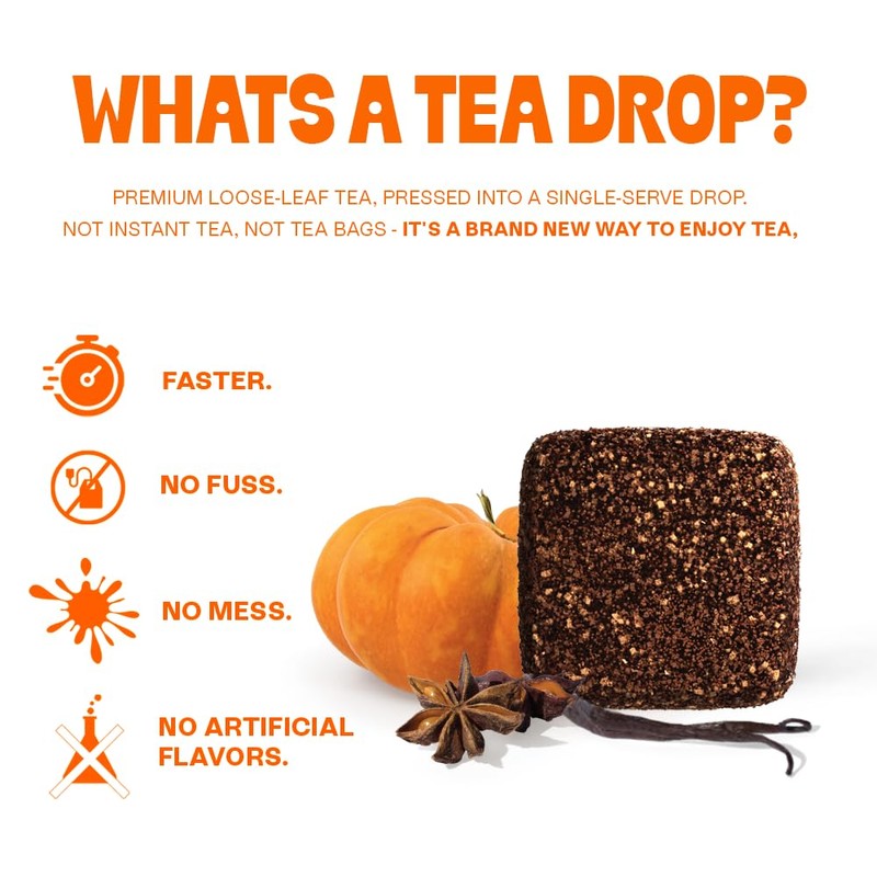 Tea Drops 30 Bulk Pack Organic Pumpkin Spice Bagless Tea