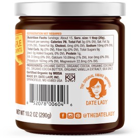 Organic Chocolate Date Spread | Vegan, Paleo, Gluten-free & Kosher, NO ADDED SUGAR, NO PRESERVATIVES (1 Jar)