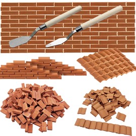 Woohome 222 Pieces Mini Grey Scale Tile Roof Tile Construction Set, Miniature Roof Tiles and Mini Tiles for DIY Dollhouse Brick Diorama Fairy Garden Decoration