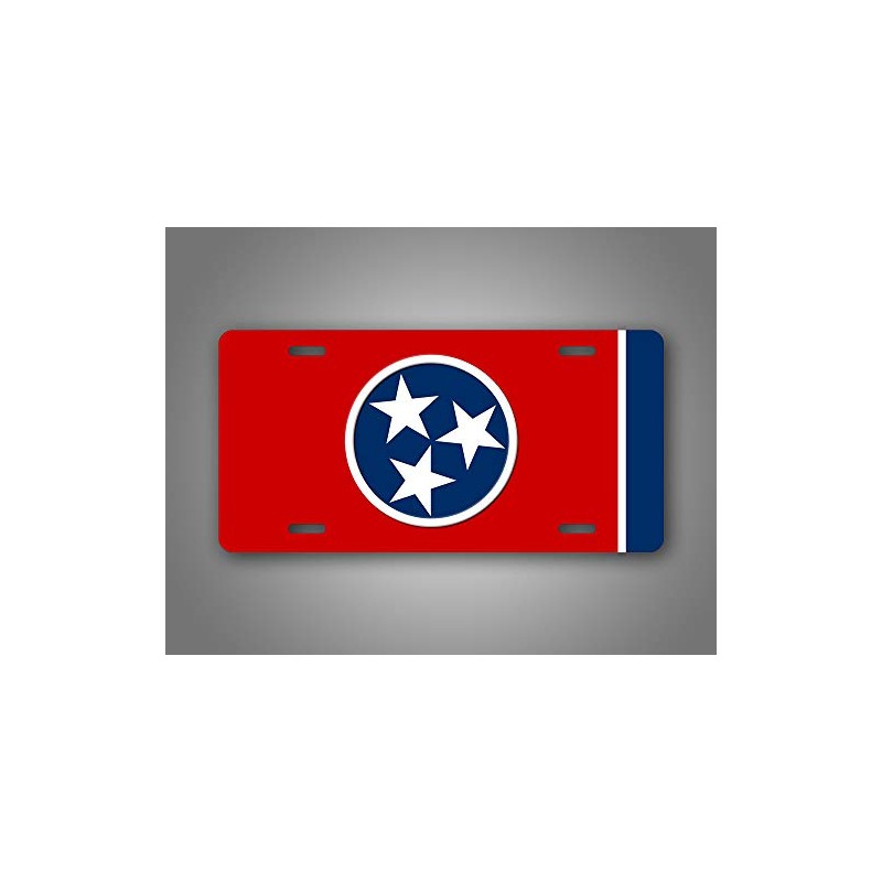 Tennessee State Flag Plain Metal License Plate TN Tri Star