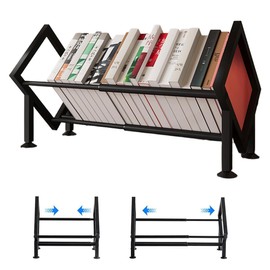 Ayicheyl Bookcase, Small Desk, Bookshelf, Mini Shelf, Retractable Bookcase, Metallic Table Shelf, Space-Saving, Books Organiser for Children's Desks, Offices, Living Rooms (Black)