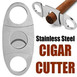 Cigar Cutter Guillotine, Stainless Steel Smooth Cigar Clippers Double Cut Blade, 1 Pack Silver Exquisite Cigar Accessories