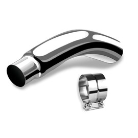 4 Inch Exhaust Tip with a Clamp, Chrome Structure,4'' Inlet 6'' Outlet 23" Overall Length for Pickups, Trucks and Cars