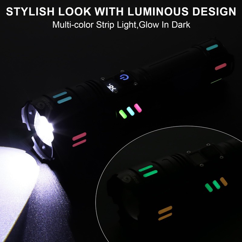 Gosdas Rechargeable Flashlights High Lumens 2000 Long Distance, Single Click