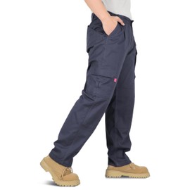 Titicaca Men's FR Cargo Pants Flame Resistant Pants 7.5oz 100% Cotton Grey Fire Retardant Elastic Waist Pants