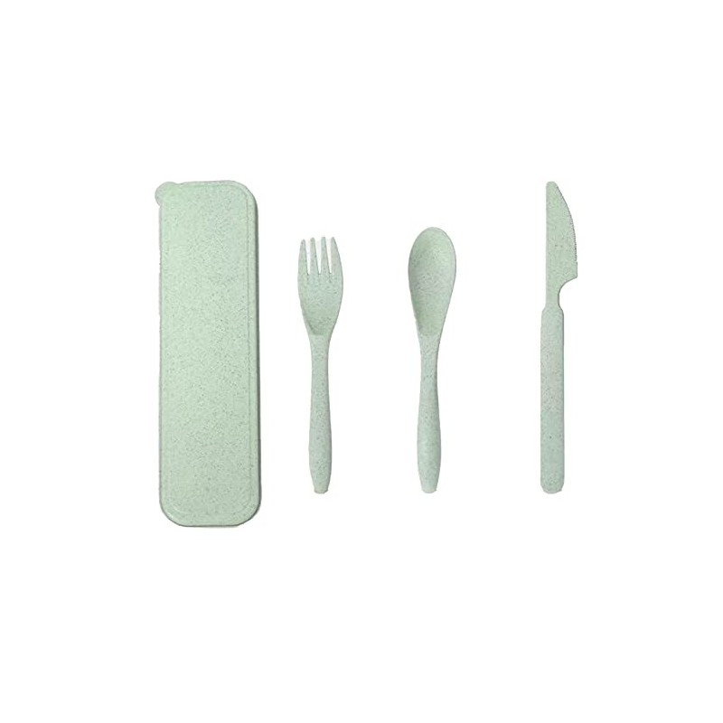 Juego de Utensilios de Viaje, Cubiertos de Paja de Trigo,