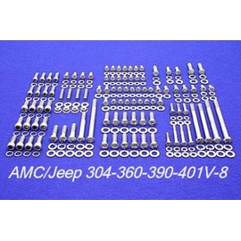 ALLOYBOLTZ - AMC/Jeep 290 304 343 360 390 401 V-8 Stainless Steel Engine HEX Bolt KIT Set
