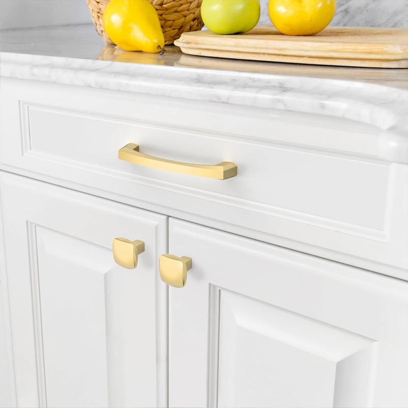 Amerdeco 10 Pack Brushed Gold Cabinet Pulls 4 Inch(102MM) Hole