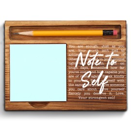 Note to Self You are Enough Sticky Note Holder, Empowering Self Love Desk Gift for Women Teens, Inspirational Mental Health Wooden Office Decor, Affirmation Note Pad Holder ZSS88