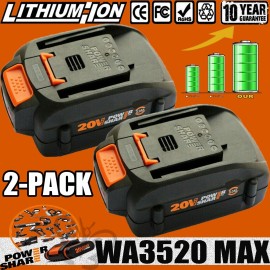 WORX 2pack For WORX 20V MAX Extend Lithium Battery 20 Volt WA3520 WA3525 WA3575 WG155