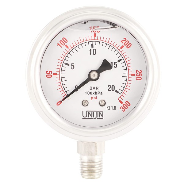 Unijin P255 Series 2.5" Dial, Oil Filled Full Stainless Steel