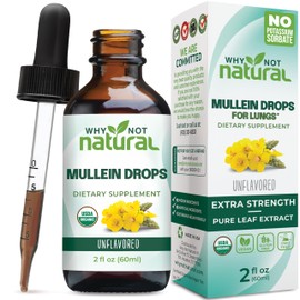 USDA Organic Mullein Drops for Lungs - Leaf Extract Tincture Supplement