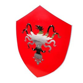 Polished Steel Flaming Phoenix Roman Warrior Wooden Medieval Heater Shield Red