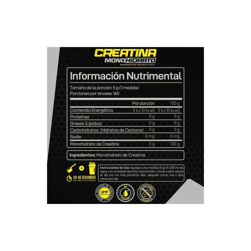 Forzagen Creatina Monohidrato 800g 160 Servicios Sabor Sin sabor