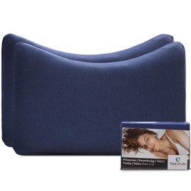High-Quality Cushion Cover Double Pack (Set of 2, Midnight Blue Plain) for Neck Support Pillows EnergyON and Vital Ice - Cotton, Good Fit, Non-Iron, Oeko-Tex Certified, Cushion Cover with Zip