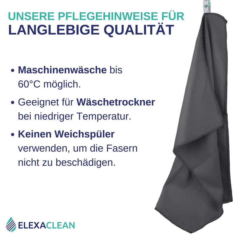 Elexaclean Streak-free, Premium Microfibre Window/Windscreen Cloth (Pack of 6, 60