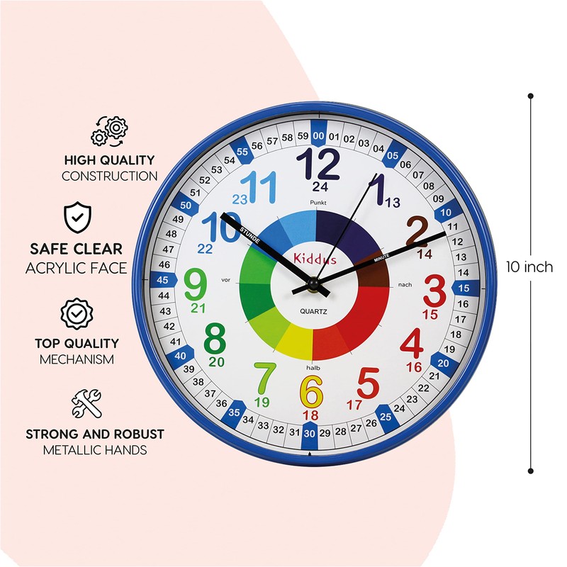 Kiddus Kid’s Wall Clock Analogue Time Teacher with Time Learning