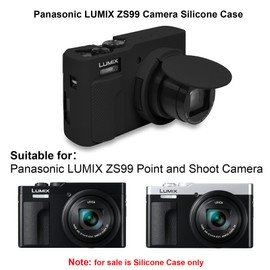 Elonbo Silicone Camera Case for Panasonic LUMIX ZS99 Point and Shoot Camera, LUMIX ZS99 Digital Camera Soft Rubber Protective Case with Detachable Lens Cover, Black