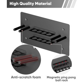 Artibear Ping Pong Paddle Holder, Wall Mounted Metal Magnetic Table Tennis Storage Rack Holds 8 Paddle & 8 Ball, Racket Display Organizer for Game Room, Garage, Sports Equipment Room, Home