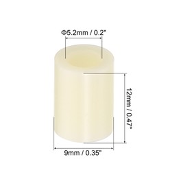 PATIKIL 5.2mm ID x 9mm OD x 12mm L Round Spacers Washers, 100 Pack ABS Plastic Standoff Gaskets for M5 Hardware Screws Bolts for 3D Printer Electrical Outlet, Beige