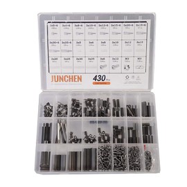 Junchen 430pcs M3 Male Female 304 Stainless Steel Motherboard Spacers Standoffs Screws Nuts Assortment Kit for PCB Motherboard Circuit Board