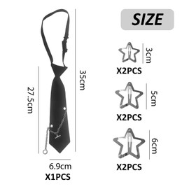 1 Star Chain Tie And 6 Star Hairpins, Stylish Personality Tie, Punk Style Tie, Uniform Decorative Tie.