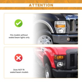 WEELMOTO For 2008-2010 Ford F250 F350 F450 F550 Super Duty Headlight Assembly, 2008 2009 2010 Headlight Pair Replacement Black Housing Left+Right Side