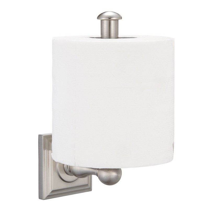Designers Impressions Aurora Series Satin Nickel Vertical Toilet/Tissue Paper Holder