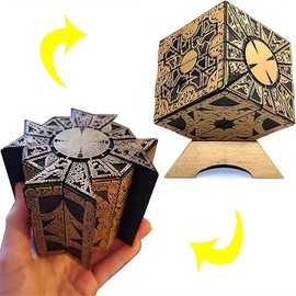 SUIZU Detachable Hellraiser Puzzle Box, Hellraiser Puzzle Box Functional, Deformation Detachable Lock Puzzle Box. with Base (Standard)