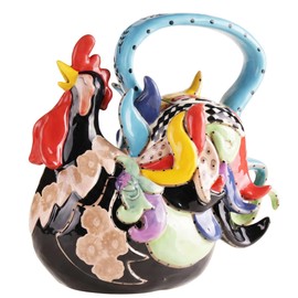 Blue Sky Ceramics Funky Black Rooster Teapot, Multi (1885)