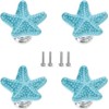 Seaside Themed Starfish Drawer Knobs Set of 4, 3.4cm Blue