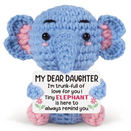 Hudiegify Daughter Gifts from Mom, Tiny Elephant Crochet Dolls for Teen Girl Gift Trendy Stuff, Teen Girl Daughter Birthday Gifts, Birthday Gifts for Daughter