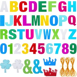 149 Pieces Banner Kit Glitter Banner Letters with Numbers and Symbols DIY Letter Banner with Rope for Birthday Wedding Baby Showers and Party Decorations Supplies (Multicolored)