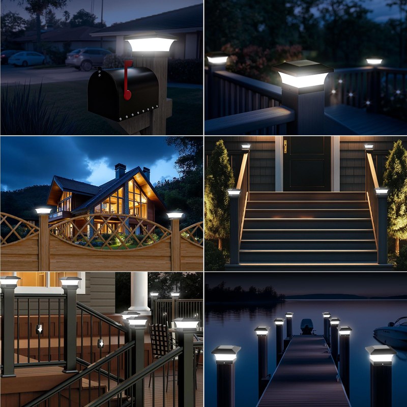 T-SUN Solar Post Lights, Waterproof Outdoor Solar Post Cap Lights