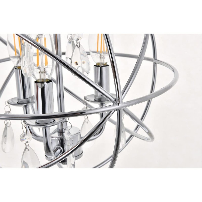 Living District Wallace 3-Light Mid-Century Metal Pendant in Chrome and