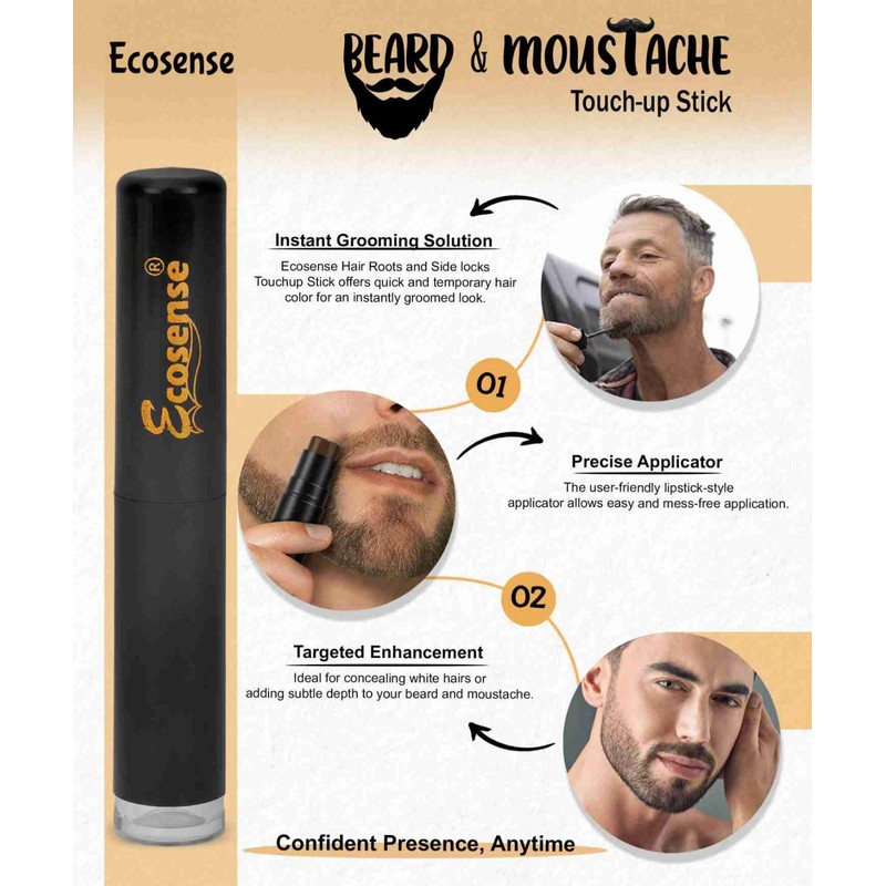 Ecosense Beard & Moustache Touchup Stick: Instant Beard Perfection |Ecosense