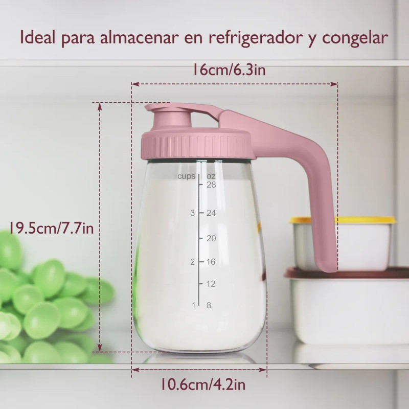 Momcozy Jarra De Almacenar Leche Materna 28oz Cristal Rosa