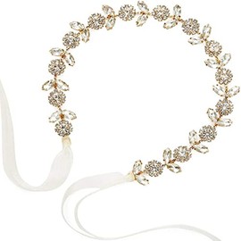 Tocados de Novia con Perlas, Accesorios para el Cabello Tocados con Hojas Diadema de Novia de Boda Diadema de Boda de Perlas Románticas con Diamantes de Imitación Flores(Oro)