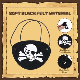 Chivao 72 Pieces Pirate Eye Patches for Adults Black Felt One Eye Skull Captain Eye Patches for Pirate(Skull Style)
