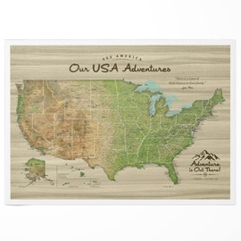 Holy Cow Canvas US Travel Map with Pins on Canvas, National Parks Map, Push Pin Map United States, US Map with Pins to Mark Travels, Gifts for People Who Travel (48" x 30", Rolled)