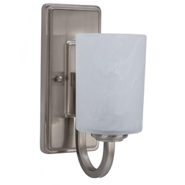 RecPro RV Side Wall Sconce Light | Satin Nickel | Frosted Glass | 110V