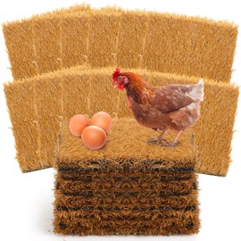 Teenyyou 6 Pack Chicken Nesting Box Pads, 13 x 13 x 1.18 Inch Washable Nesting Pad for Chicken Coop, Artificial Grass Rug Carpet Reusable Nest Box Bedding Fake Synthetic Turf Mat for Hen Laying Eggs
