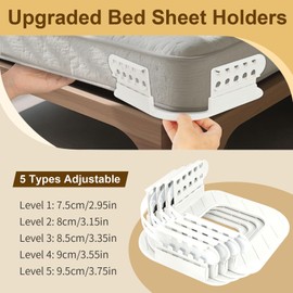 Fododo Bed Sheet Holders - Pack of 4 Heavy Bed Sheet Straps Hold Sheets Tight & Firm, No More Loose Sheets - Fits Any Mattress Size - Grey