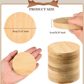 24 Pcs Round Bamboo Coaster 8 CM Wood Coaster Natural Wooden Coasters Bamboo Drinks Cup Coasters Set for Coffee Table, Hot Drinks, Cold Drinks, Bar, Home, Kitchen, Housewarming Present