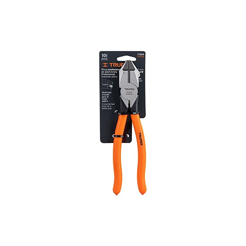 Truper T201-8, Pinza profesional para electricista 8", mango de vinil