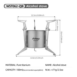 ATiAP Titanium alcohol stove with foldable stand and fire cover Portable camping backpack Hiking stove